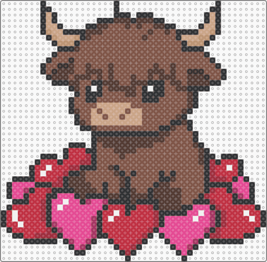 Highland Cow Valentine - tan,red,cow,highland,highland cow,valentine,valentines day,hearts,cute,kawaii