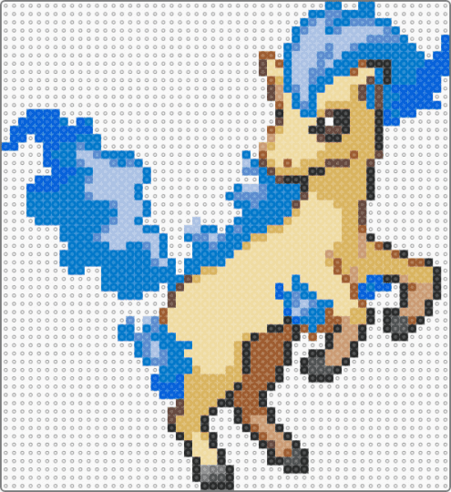 Shiny ponyta gen 4 sprite - beige, blue, orange, pokemon, ponyta