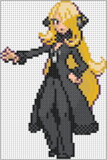 Cynthia battle sprite BW - black,orange,brown,beige,pokemon,character