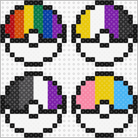 Pokeballs but they're gay p.1 - black,white,yellow,purple,pride,pokemon,pokeball,nonbinary,asexual,pansexual