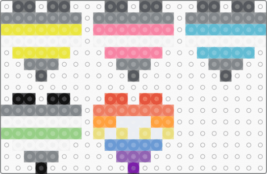 Pride hearts 7×7 - gray,yellow,pink,light blue,pride,demigender,demiboy,demigirl,agender,xenogender