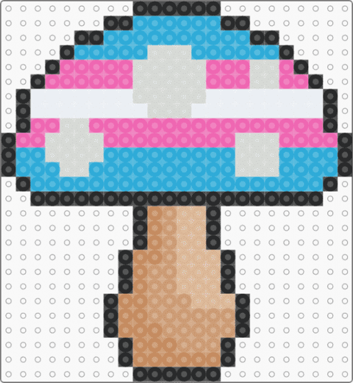 Trans mushroom v.1 (black outline) - free to use, fungus, mushroom, pride, trans, transgender