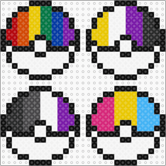 Pokeballs but they're gay p.1 - asexual, black, nonbinary, pansexual, pokeball, pokemon, pride, purple, white, yellow