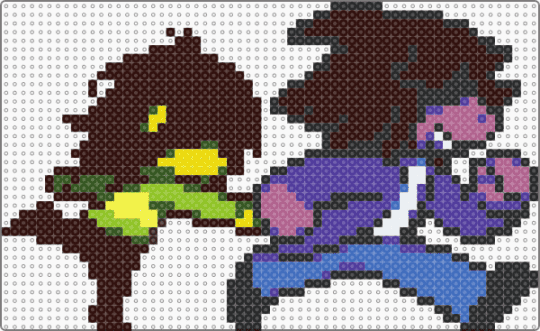 Susie pulling Kris (Deltarune Sprite) - brown,purple
