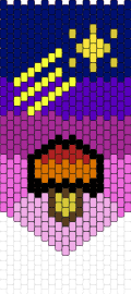 Twilight Mushroom2 - mushroom,shooting star,night,panel,banner,pink,purple,yellow