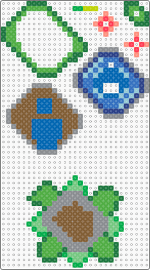 3d pond [[READ DESC]] - 3d, blue, duck, duck pond, gray, green, nature, perler, pond, resin duck, tan, water