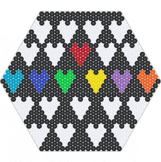 UNDERTALE SOUL FUSE BEAD PATTERN - black,white,purple,orange,yellow,colorful,undertale