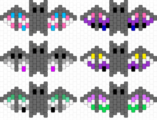 Pride Bats (2/3) - bats, charms, flags, gray, pride, rainbow
