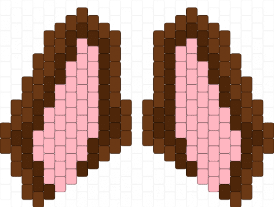 puppy ears front - brown,pink