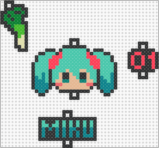 🧁 ;; hatsune miku perler set ~ ♪ - black,teal