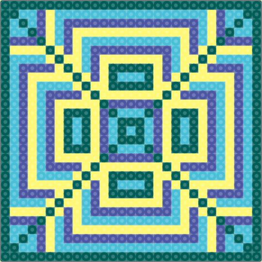 Square Mandala - gray, light blue, yellow