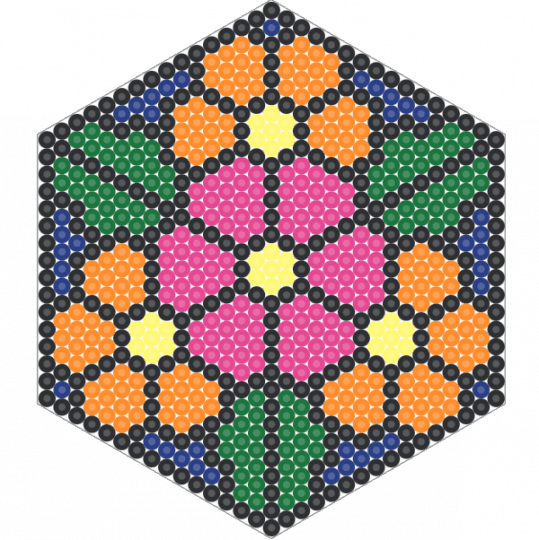 Stained Glass Flowers - orange,green,pink