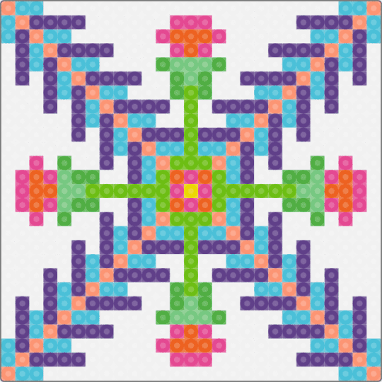 Flower Square Tile - colorful, green, purple, white
