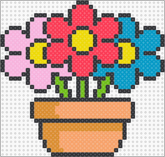 Flowers In Flowerpot - red,light blue,pink,orange
