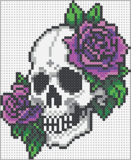 Purple Rose Skull - gray, pink