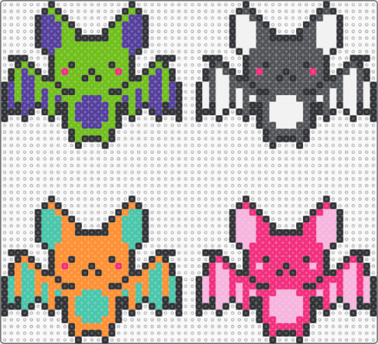Colorful Bats - pink,green,gray,orange