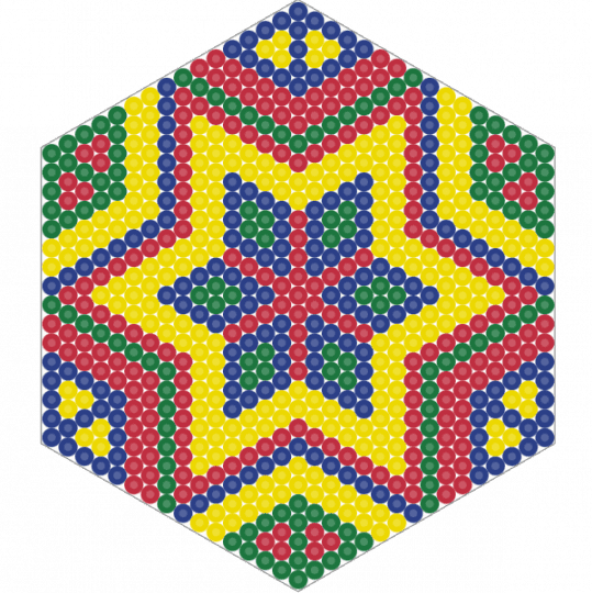 Hex-Star Pattern (2) - blue, red, yellow