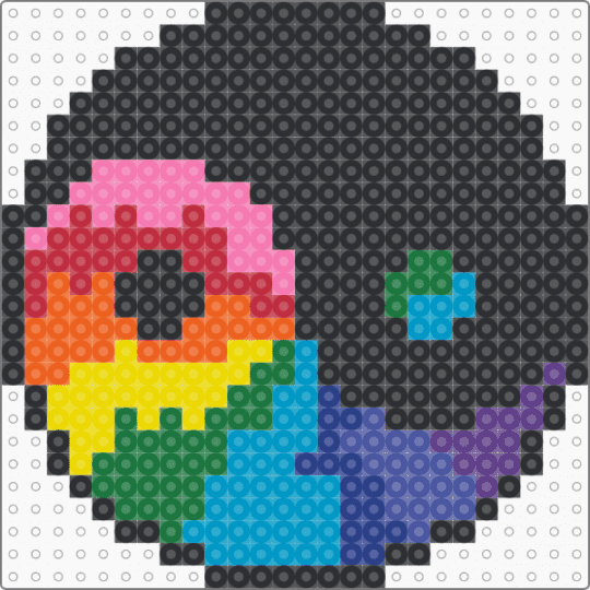 Rainbow Yin-Yang - black,red,light blue,green,yellow,colorful