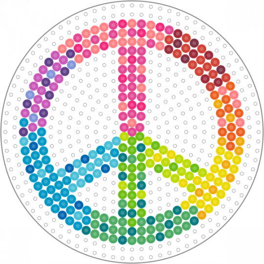 Large Rainbow Peace Sign - green, light blue, pink, red
