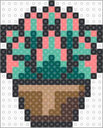Succulent - gray, red, teal