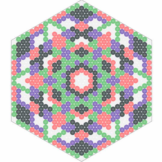 Hexagon Mandala (3) - blue, pink, red, teal