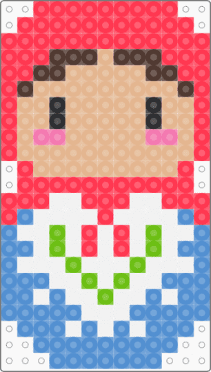 Russian Doll VI - beige, light blue, red