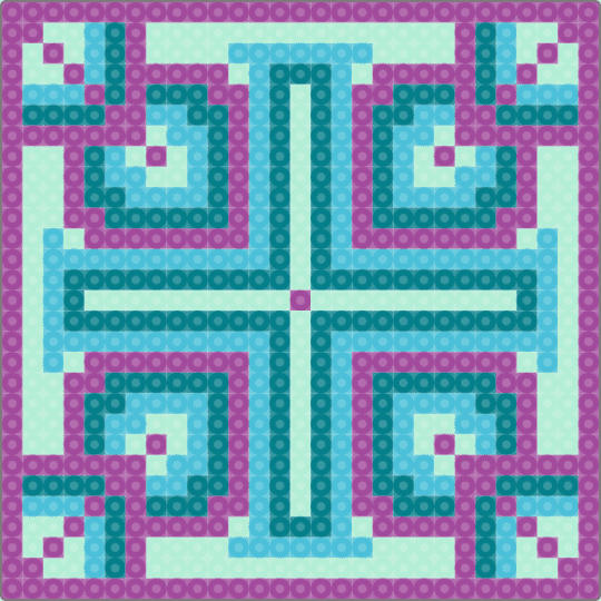 Square Mandala (3) - light blue, pink
