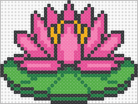 Water Lily on Lily Pad - green,pink