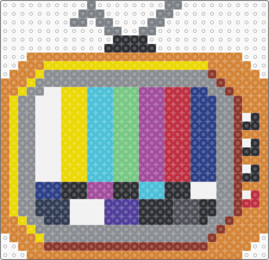 Vintage TV - gray,red,yellow,orange