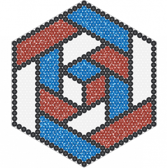 Geometric Cube - blue,red