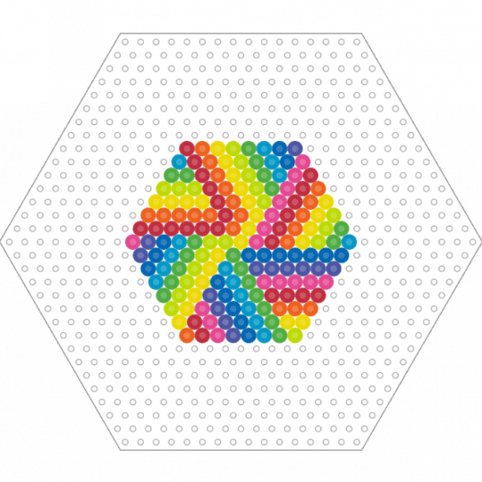 Gradient Rainbow Hexagon - green, orange, red, yellow