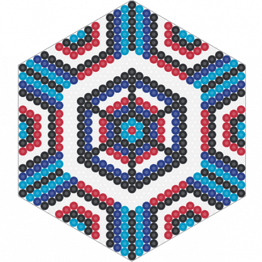 Hexagon Mandala - red,blue