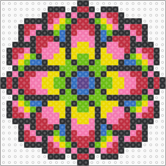 Rainbow Flower - green,yellow,pink,red