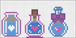 Love Potion Bottles - potions,love,hearts,bottle,vial,valentine,magic,light blue,pink