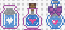 Love Potion Bottles - potions,love,hearts,bottle,vial,valentine,magic,light blue,pink