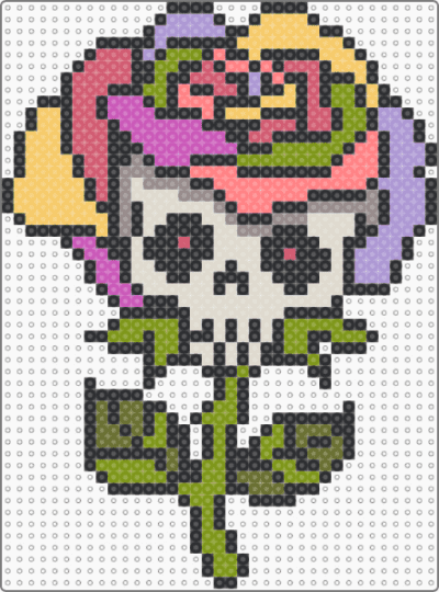 Skull Rose - black, colorful, gold, pink