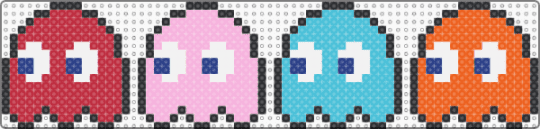 Pac-Man Ghosts - pink,light blue,orange,red