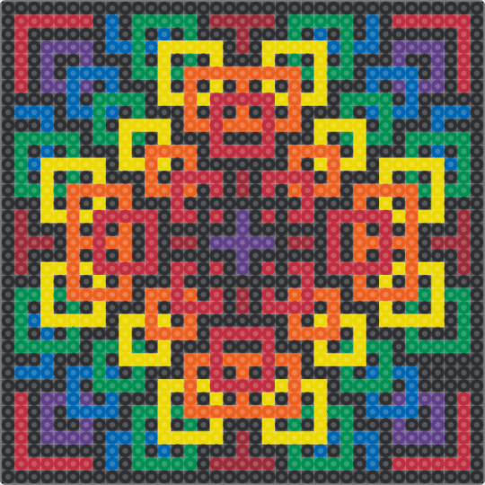 Rainbow Geo Squares - black,red,yellow,colorful
