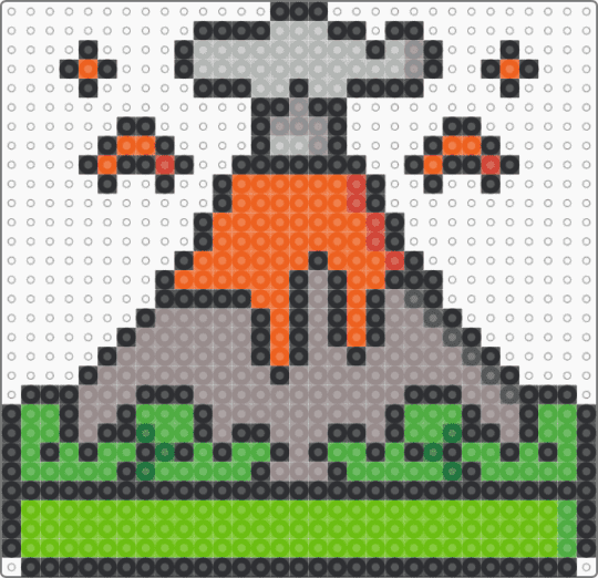 Volcano - gray, green, orange