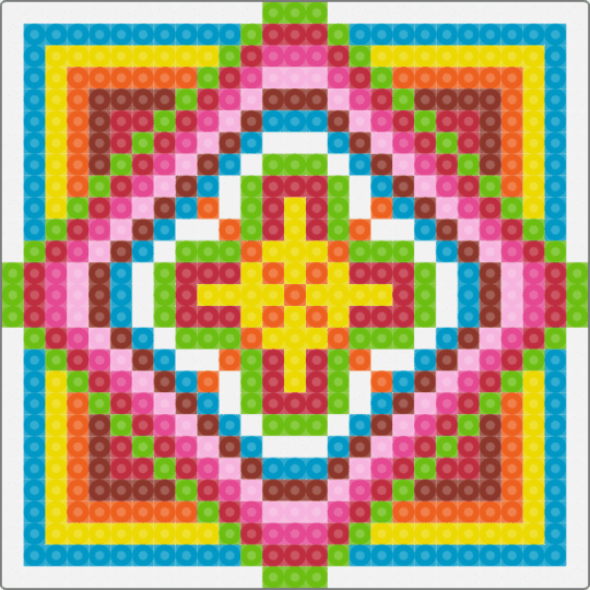 Square Tile - green, light blue, pink, red