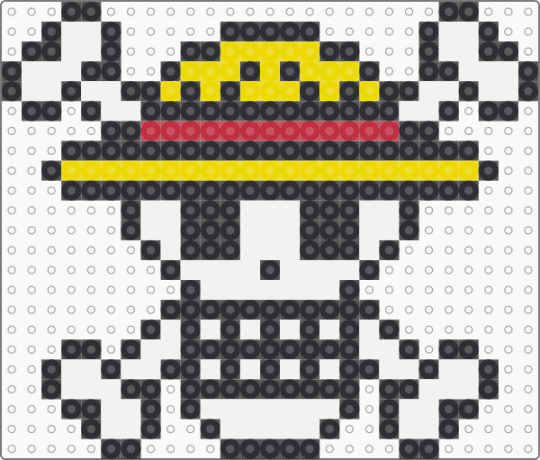 Jolly Roger Emblem - black,white,yellow,jolly roger,one piece,anime,pirate,luffy