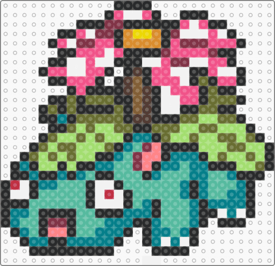 Derpy Venusaur - teal,pink,gold,green,venusaur,pokemon,derpy