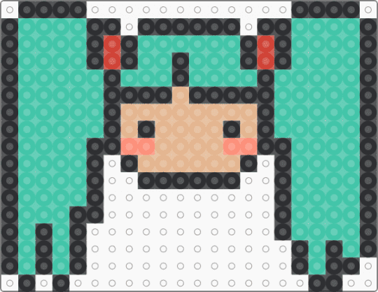 Mini Miku - teal,miku,perler,vocaloid,silly