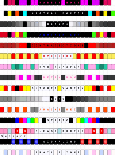 vocaloid songs I enjoy - colorful, gray, hatsune miku, kasane teto, miku, music, pink, red, singles, teto, vocaloid, vsynth, white