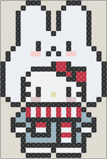 Hello Kitty In bunny winter clothes - white,beige
