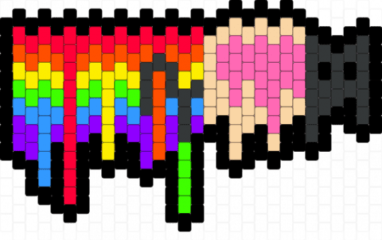 Melted/Drippy Nyan Cat - black, cat, colorful, drip, drippy, kandi, melt, nyan, nyan cat, orange, pink, pixel