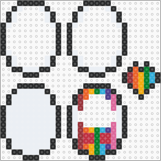 Rainbow tamagotchi - black,white,orange,red,colorful