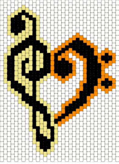 Treble & Bass Clef Heart - Anniversary Gift - white,yellow,orange