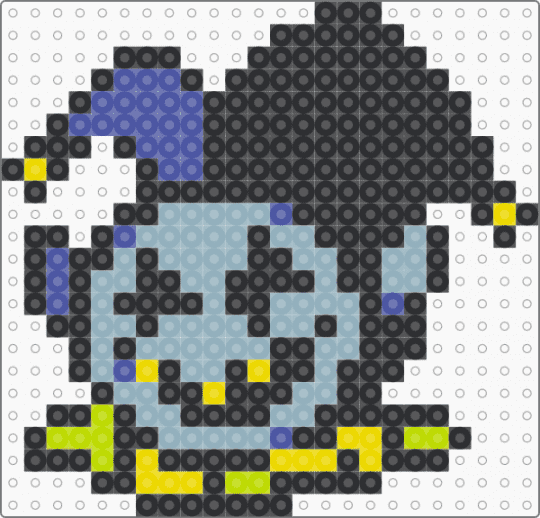 Jevil Sprite Badge (Deltarune Chapter 1) - black,light blue,cotdaprilfoolsday2026,april fools day,deltarune,jevil,jevil dr,video games,character,jester