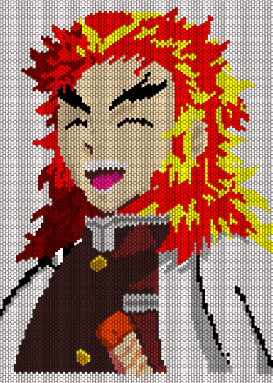 Rengoku! - white,beige,brown,red,colorful,shadowmilks,rengoku,kyojirou,kny,demon slayer,hashira,donut,doughnut